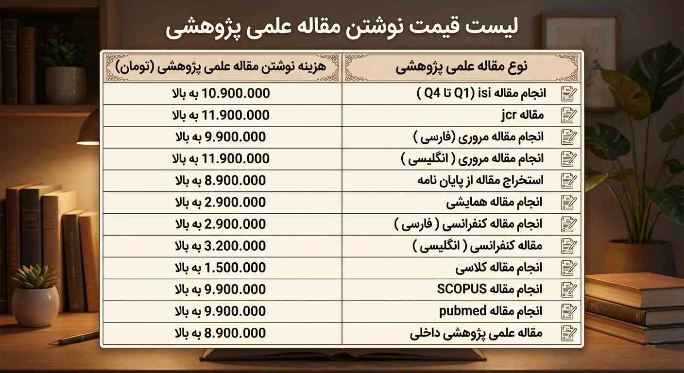 هزینه نوشتن مقاله علمی